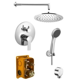 BARON Douche en béton Set avec un seul levier Mixer Tap, 2 Outlets, Chrome