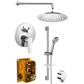 SCHMITZ Douche en béton Set avec un seul levier Mixer Tap, 2 Outlets, Chrome