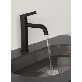 Robinet de lavabo ICONIC sans déchets, mat noir