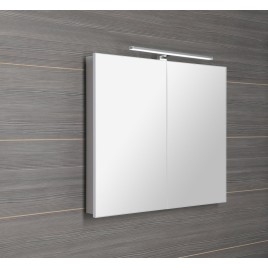 GRETA armoire miroir incl. Lumière LED, 81x70x14cm, blanc mat