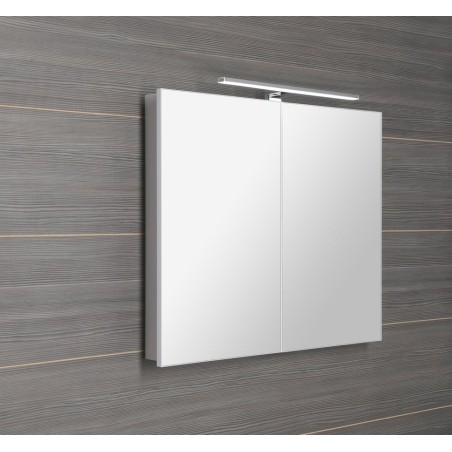 GRETA armoire miroir incl. Lumière LED, 81x70x14cm, blanc mat