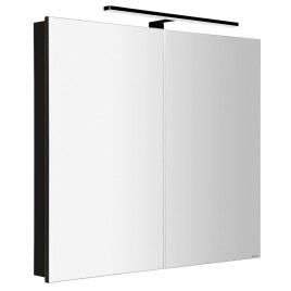 GRETA armoire miroir incl. Lumière LED, 81x70x14cm, noir mat