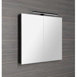 GRETA armoire miroir incl. Lumière LED, 81x70x14cm, noir mat