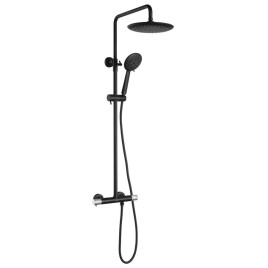SOLARIS Set de douche Combi avec robinet de mélangeur thermostatique, noir mat/chrome