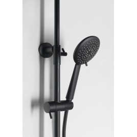SOLARIS Set de douche Combi avec robinet de mélangeur thermostatique, noir mat/chrome