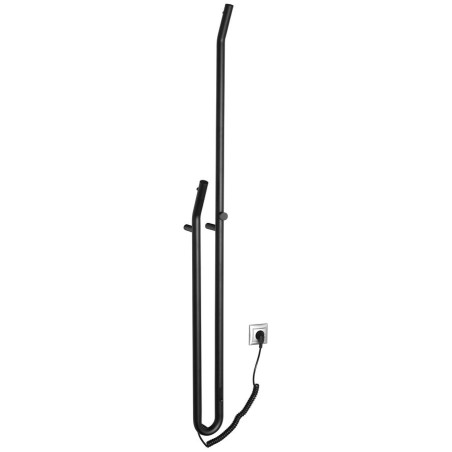 Radiateur de serviette électrique DUOPASSO avec minuteur, 122x1700mm, 45 W, noir mat