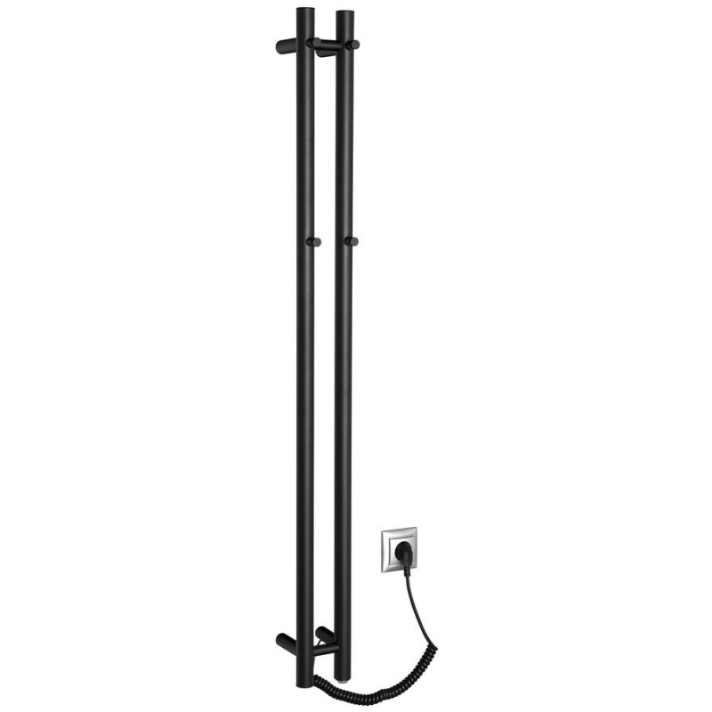 Radiateur de serviette électrique PAPINADO, 109x1200mm, 40W, noir mat