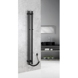 Radiateur de serviette électrique PAPINADO, 109x1200mm, 40W, noir mat