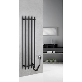 Radiateur de serviette électrique PAPINADO, 263x1200mm, 85 W, noir mat