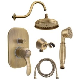 KIRKÉ Douche en béton Set avec un seul levier Mixer Tap, 2 Outlets, chrome