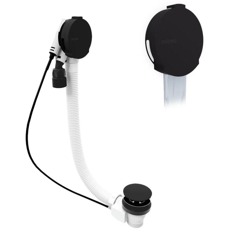 MarBLE Pop Up Bath Filler Waste (L) 800mm, noir mat