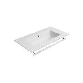 PURA lavabo en céramique mince 82x46cm, pas de trou de robinet, blanc mat
