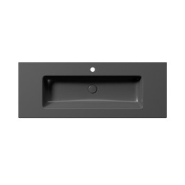 PURA lavabo en céramique Slim 122x46cm, noir mat
