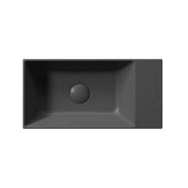 KUBE X lavabo en céramique 50x25cm, pas de trou de robinet, droit / gauche, noir mat