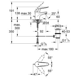 Grohe Euroeco Special - Mitigeur de lavabo à levier, chrome 32763000