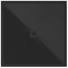 Plateau douche en céramique carré 100x100x2cm, noir mat
