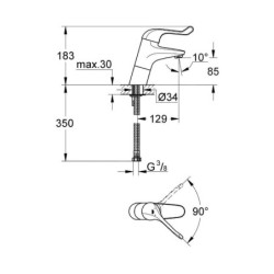 Grohe Euroeco Special - Mitigeur de lavabo à levier, chrome 32790000