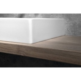 NUBES lavabo en céramique 60x40cm, bord de fond groudé, 3 trous de robinet, blanc ExtraGlaze