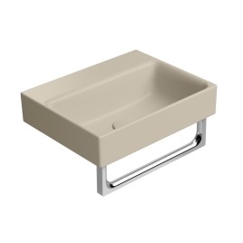 NUBES lavabo en céramique 40x32cm, bord de fond, pas de trou de robinet, creta mat