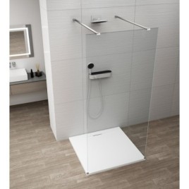 ESCA CHROME Panneau en verre de douche de 1 pièce, verre libre, 1000 mm