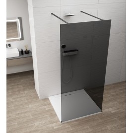 ESCA BLACK MATT Panneau en verre de douche de 1 pièce, verre fumé, 1000 mm