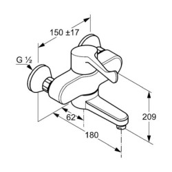 Kludi Medi Care - Mitigeur de lavabo à levier KLINIK, chrome 349220524