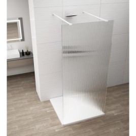 ESCA WHITE MATT Panneau en verre de douche de 1 pièce, encastrable, en verre Flute, 1200 mm