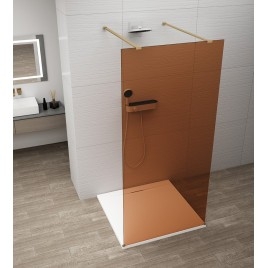 ESCA GOLD MATT Panneau en verre de douche de 1 pièce, en verre Marron, 1400 mm