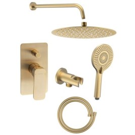 Douche cachée SPY avec mixeur de levier, interrupteur réglable, 2 prises, tapis d'or