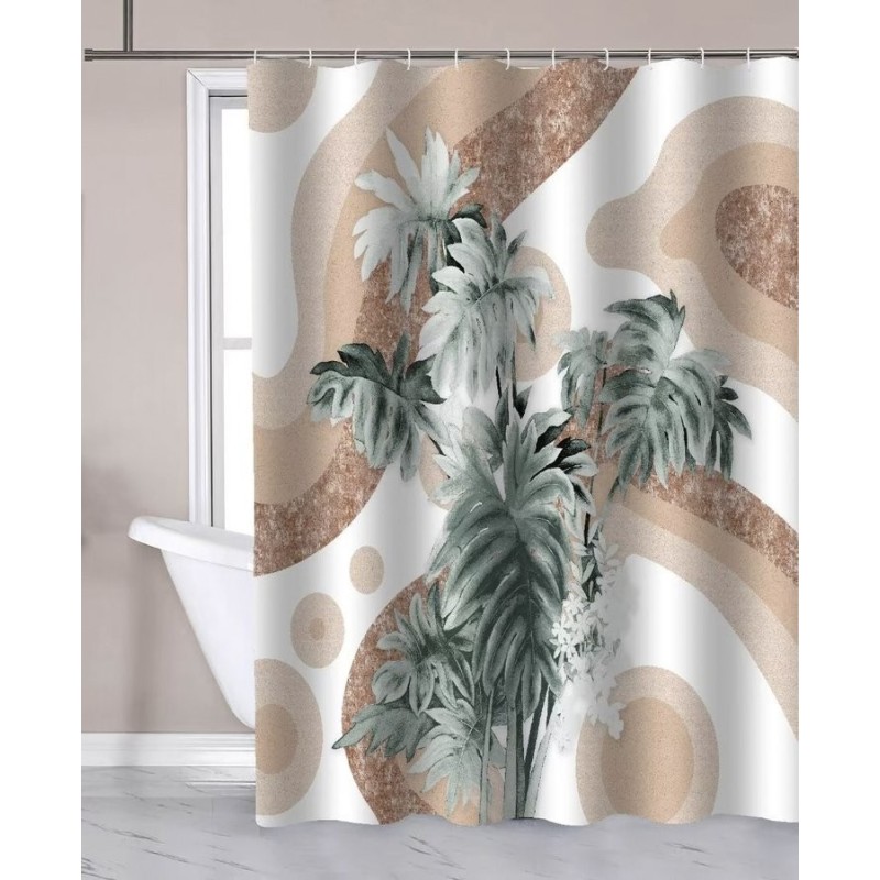 Rideaux de douche 180x180cm, polyester, palmier