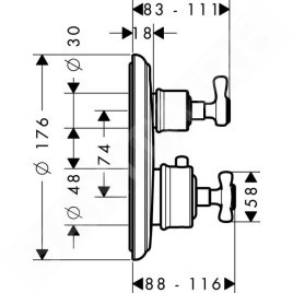 Axor Montreux - Mitigeur thermostatique encastré avec vanne d’arrêt, nickel brossé 16800820