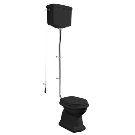 Cuve de toilette RETRO avec réservoir d'eau, S-Trap, noir-chrome