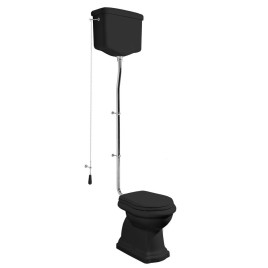 Cuve de toilette RETRO avec réservoir d'eau, P-Trap, noir-chrome