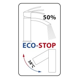 Mélangeur de lavabo GINKO 35 sans déchets pop up, cartouche de mélange ECO, tapis noir