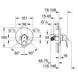 Grohe BauLoop - Mitigeur de douche encastré, chrome 29080000