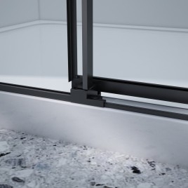 DRAGON BLACK Porte de douche pour coin entrée 900 mm, verre clair