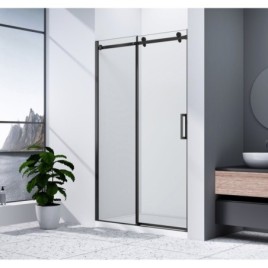 DRAGON BLACK Porte de douche 1600mm, verre clair