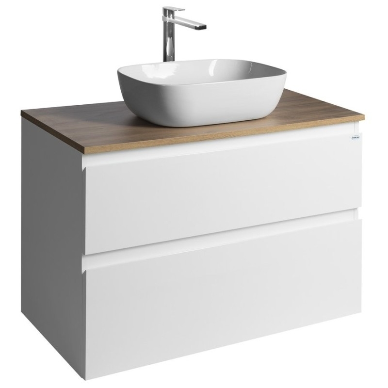 ALTAIR Vanity Unité avec planche 87,5 cm, weiß/Eiche emporio