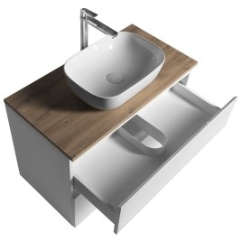 ALTAIR Vanity Unité avec planche 87,5 cm, weiß/Eiche emporio