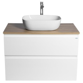 ALTAIR Vanity Unité avec planche 87,5 cm, weiß/Eiche emporio