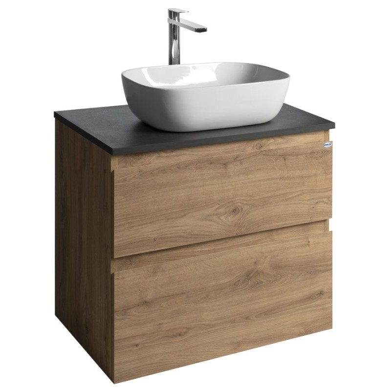ALTAIR Vanity Unité avec planche de 68 cm, emporio chêne / ardoise