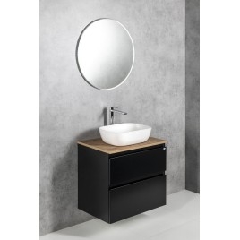 ALTAIR Vanity Unité avec planche 87,5 cm, noir mat/oak emporio