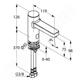 Kludi Zenta - Mitigeur de lavabo électronique, alimentation par pile, chrome 3810005