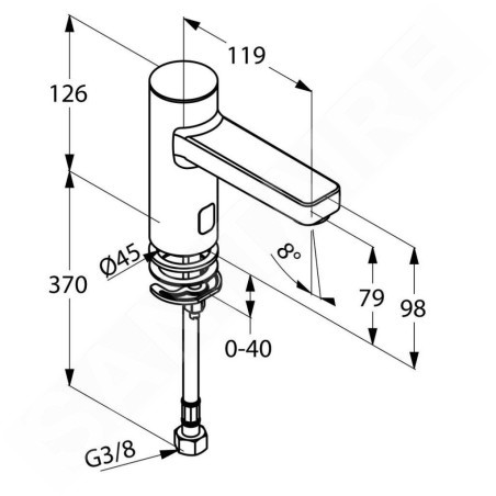 Kludi Zenta - Vanne à colonne électronique, alimentation par pile, chrome 3810505