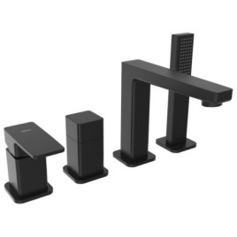 TURSI Deck Mounted 4 Hole Mixer Tap, noir mat