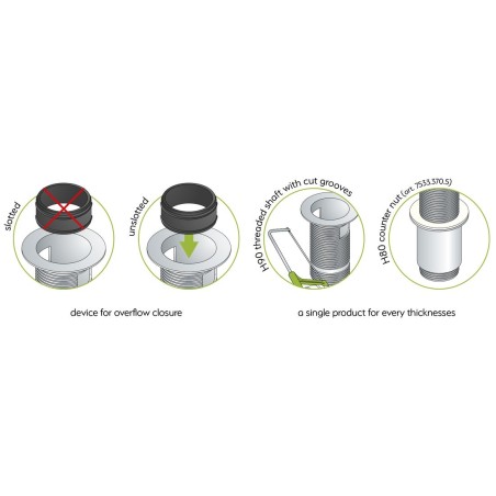 Click-Clack Washbasin Waste 5/4“, (H) max. 80mm, grosse prise, noir mat