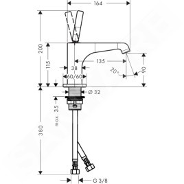 Axor Citterio E - Mitigeur de lave-mains 115, chrome 36102000