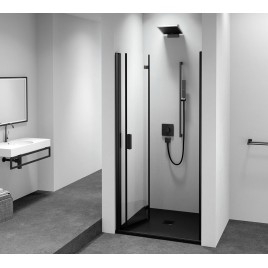 ZOOM BLACK Porte de douche Alcove 700 mm, verre clair, gauche