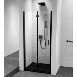 ZOOM BLACK Porte de douche Alcove 700 mm, verre clair, gauche