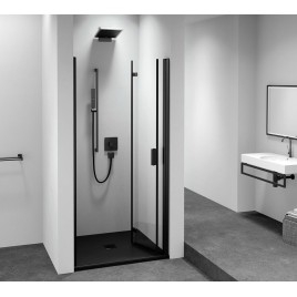 ZOOM BLACK Porte de douche Alcove 700 mm, verre clair, droite